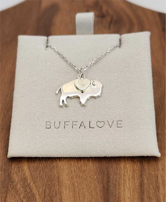 Buffalo Floating Heart Silver Necklace