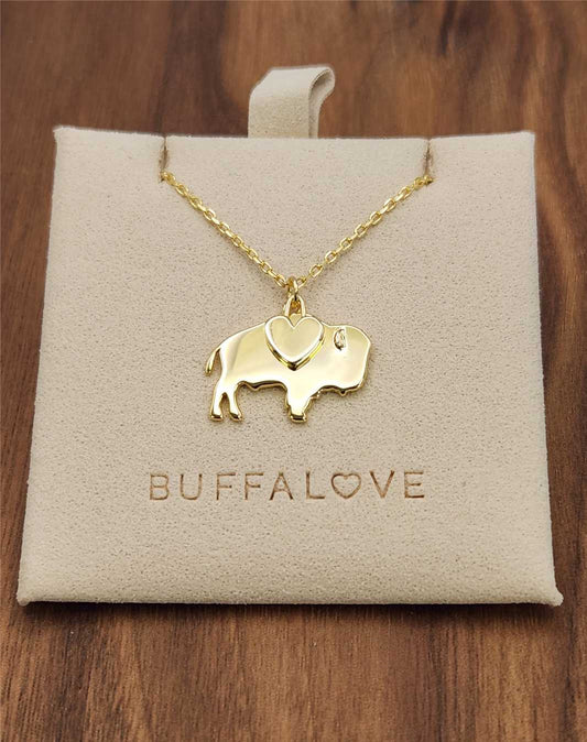 Buffalo Floating Heart Gold Necklace
