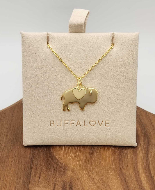 Buffalo Floating Heart Gold Necklace