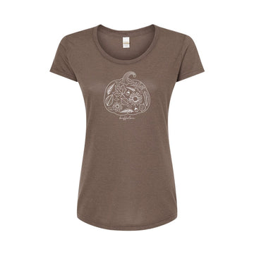 Ladies Pumpkin Outline T-Shirt