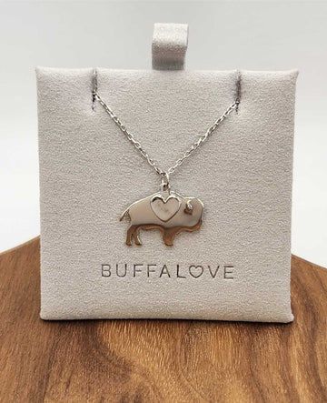 Buffalo Floating Heart Silver Necklace
