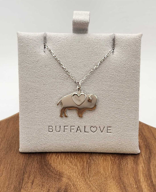 Buffalo Floating Heart Silver Necklace