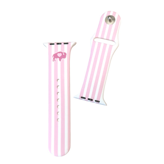 Pink Striped Silicone Watchband