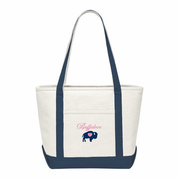 Buffalove Script Canvas Tote