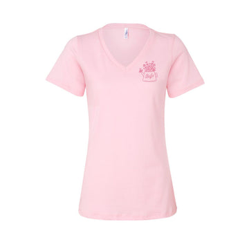 Ladies LC Flower Pot V Neck T Shirt