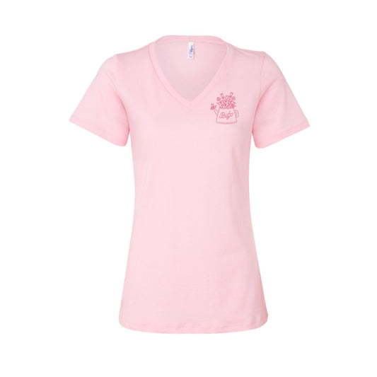 Ladies LC Flower Pot V Neck T Shirt