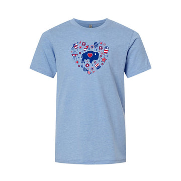 Youth Patriotic Heart T Shirt