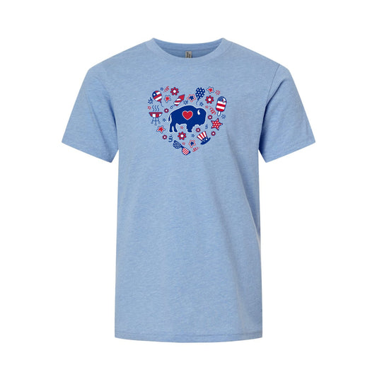 Youth Patriotic Heart T Shirt
