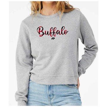 Ladies Crop Buffalo Plaid Sweatshirt