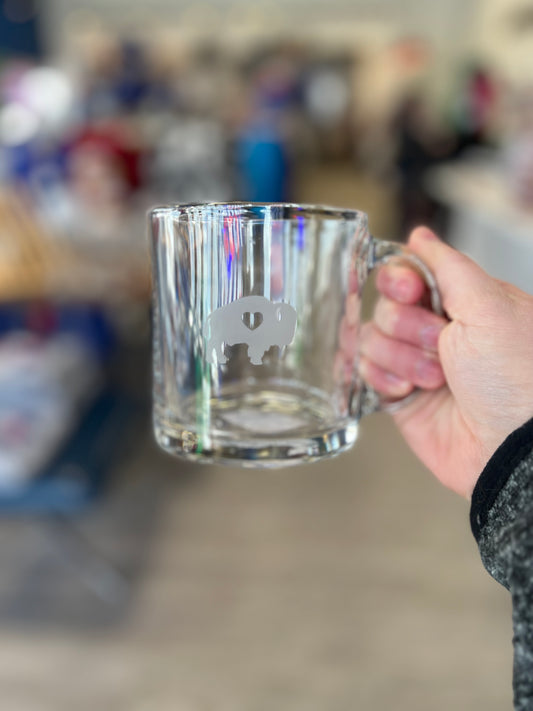 Buffalo Etched Handle Glass