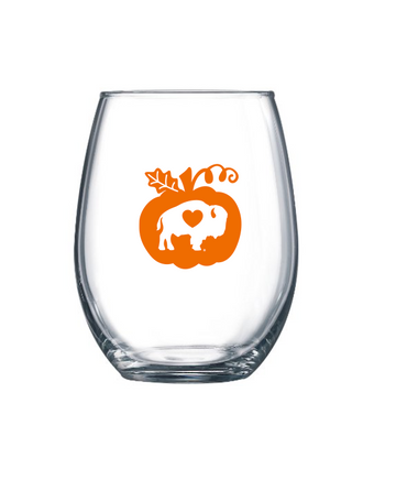 Pumpkin Stemless Wine Glass