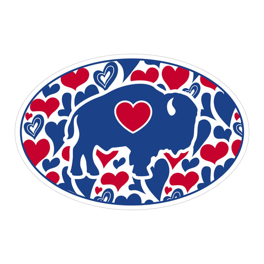 Oval Heart Buffalo Sticker/Magnet