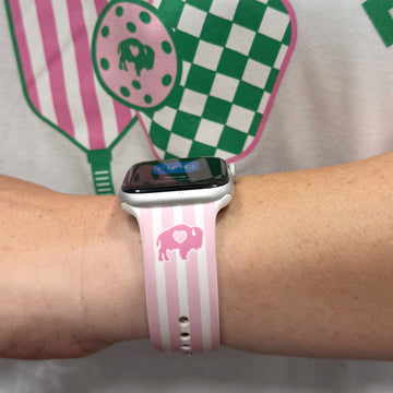 Pink Striped Silicone Watchband