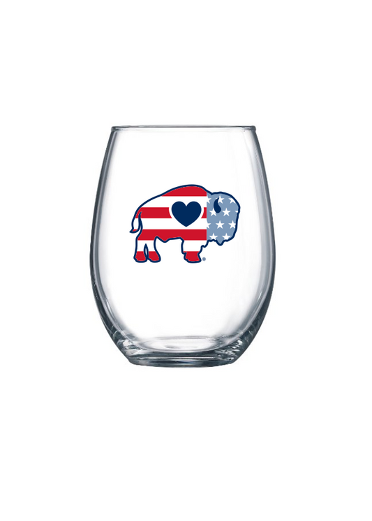 America Buffalo Stemless Wine Glass