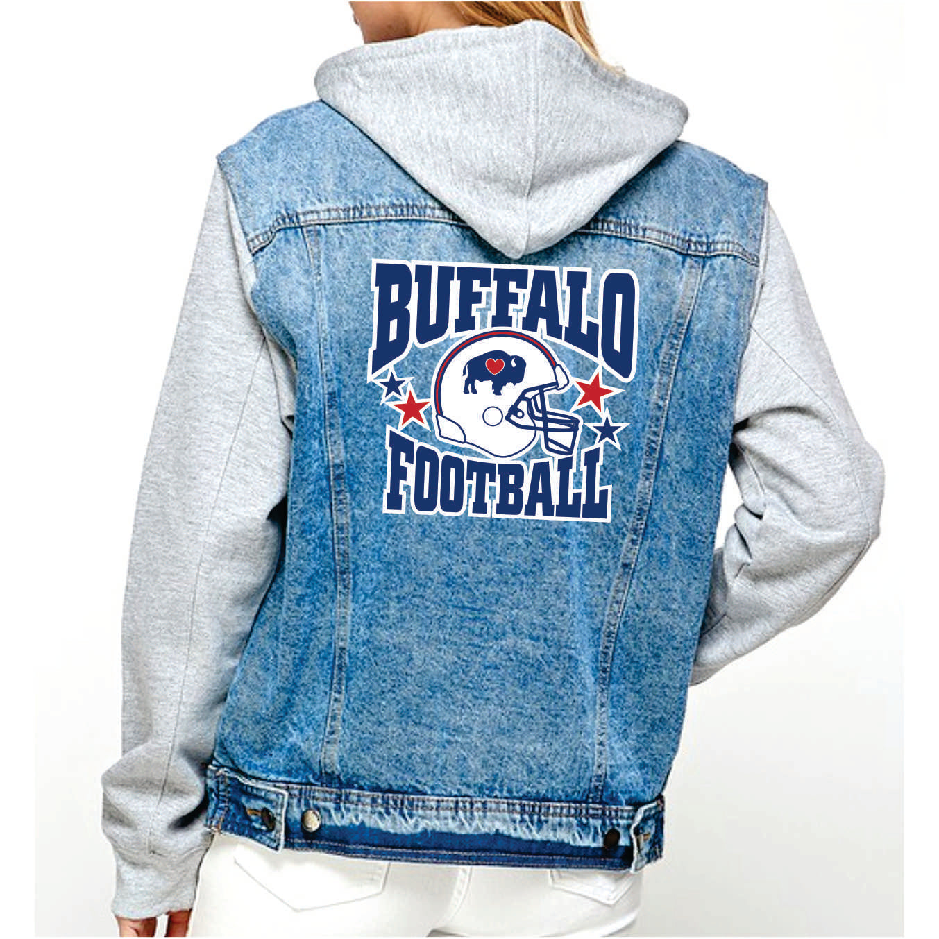 Hooded Football Denim Jacket – Buffalove Apparel