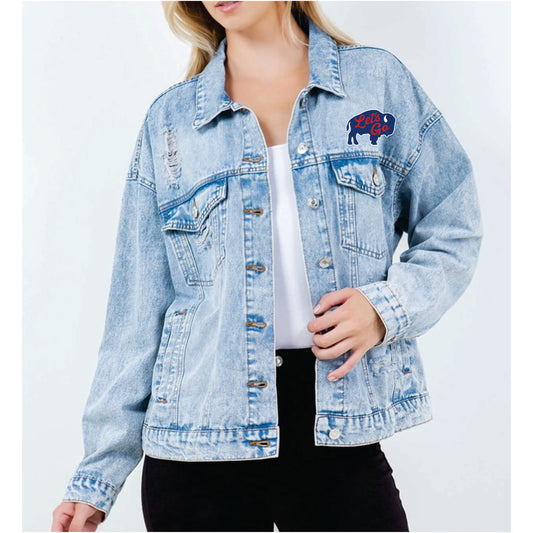 Relaxed Ladies Ripped LC Denim Jacket