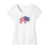 Ladies Floral Patriotic Buffalo V Neck