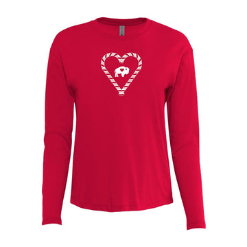 Ladies Candy Cane Heart Long Sleeve
