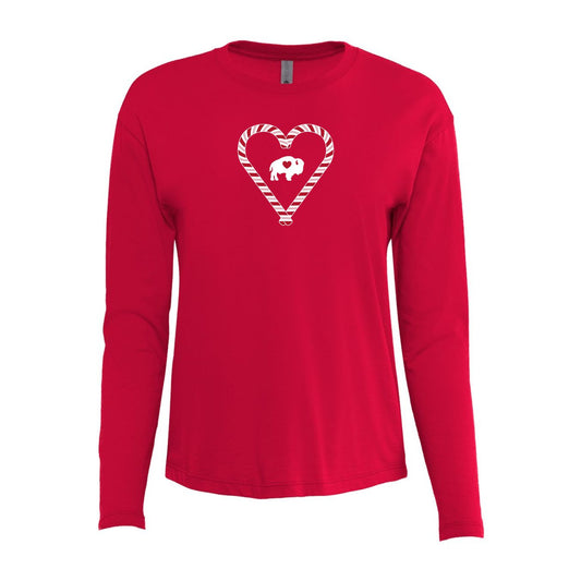 Ladies Candy Cane Heart Long Sleeve