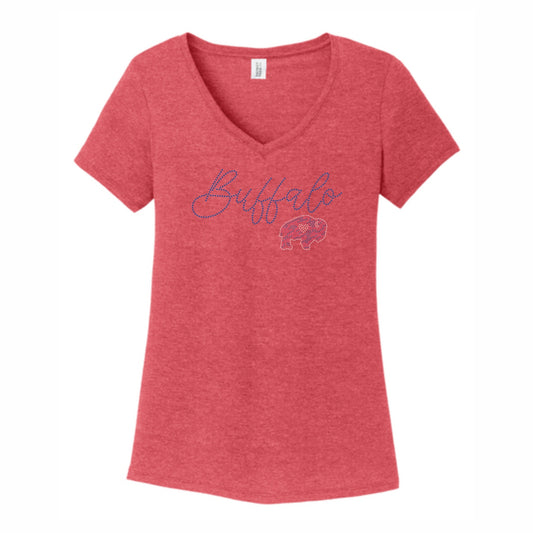 Ladies Buffalo Sparkle V-Neck