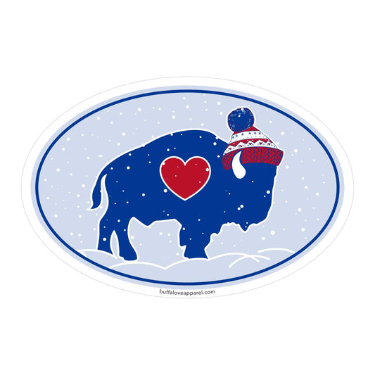Oval Winter Hat Buffalo Sticker & Magnet