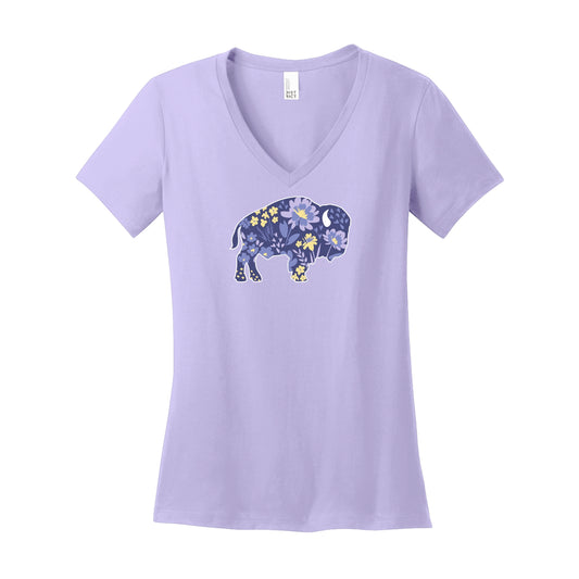 Ladies Buffalo Floral V Neck
