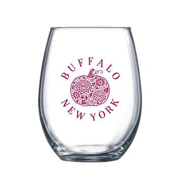 Pumpkin Floral Stemless Wine Glass