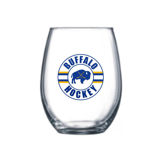 Buffalo Hockey Stemless Wine Glass
