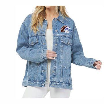 Football Helmet Oversized Denim Jacket