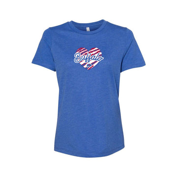 Ladies Stripe Heart T Shirt