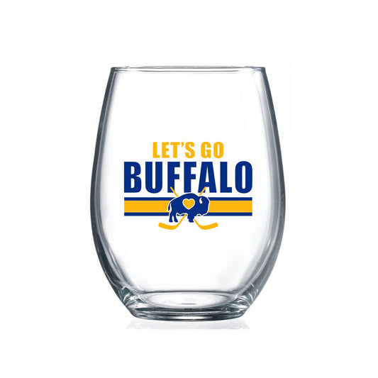 Let's Go Hockey Stemless Wine Glass