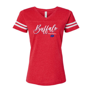 Ladies Cursive Buffalo V Neck