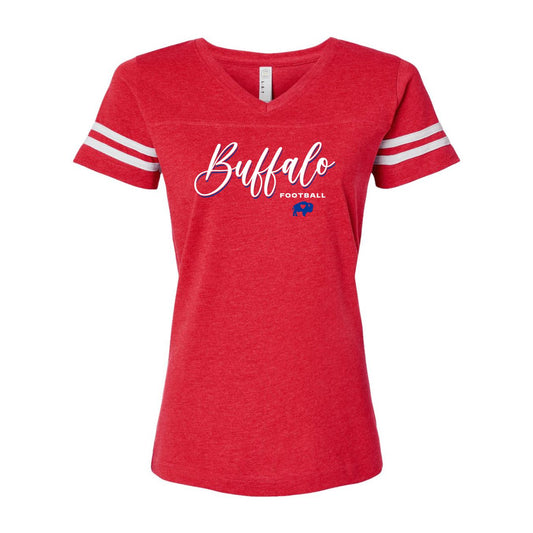 Ladies Cursive Buffalo V Neck