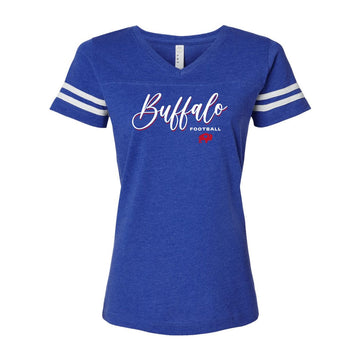 Ladies Cursive Buffalo V Neck
